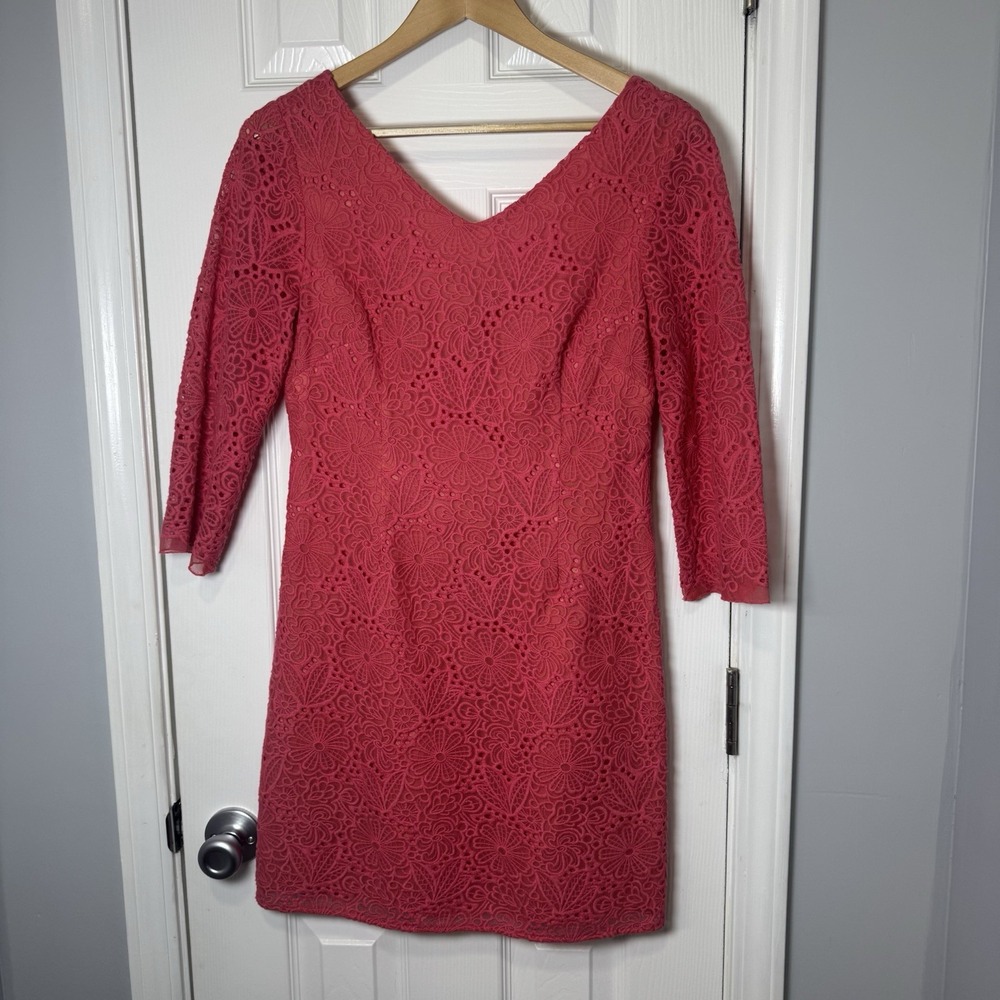 Lilly Pulitzer Size 6 Island Coral Lace Scoop Back Jenelle Mini‎ Dress Crochet